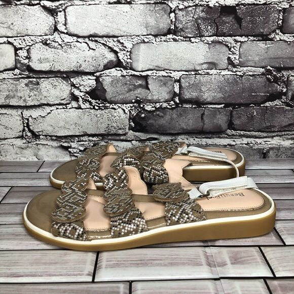 Beautifeel Taupe Patent Leather White Dotted Strap Sandals Women Sz 41EU/10.5US - Picture 9 of 16